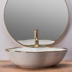 Накладной умывальник Rea Pearl Gold Edge Накладной умывальник Rea Pearl Gold Edge